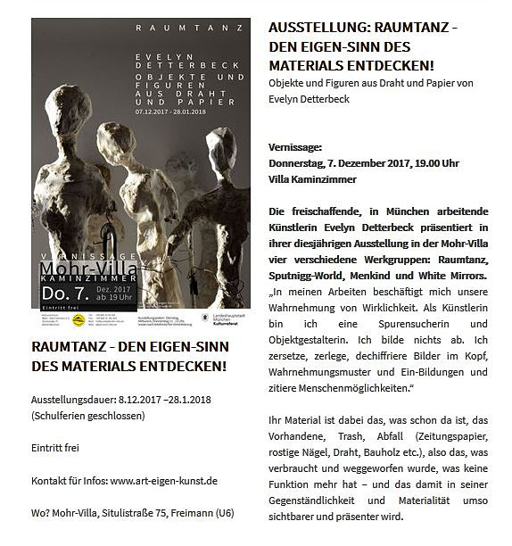 Ausstellung Raumtanz, Mohrvilla 2017